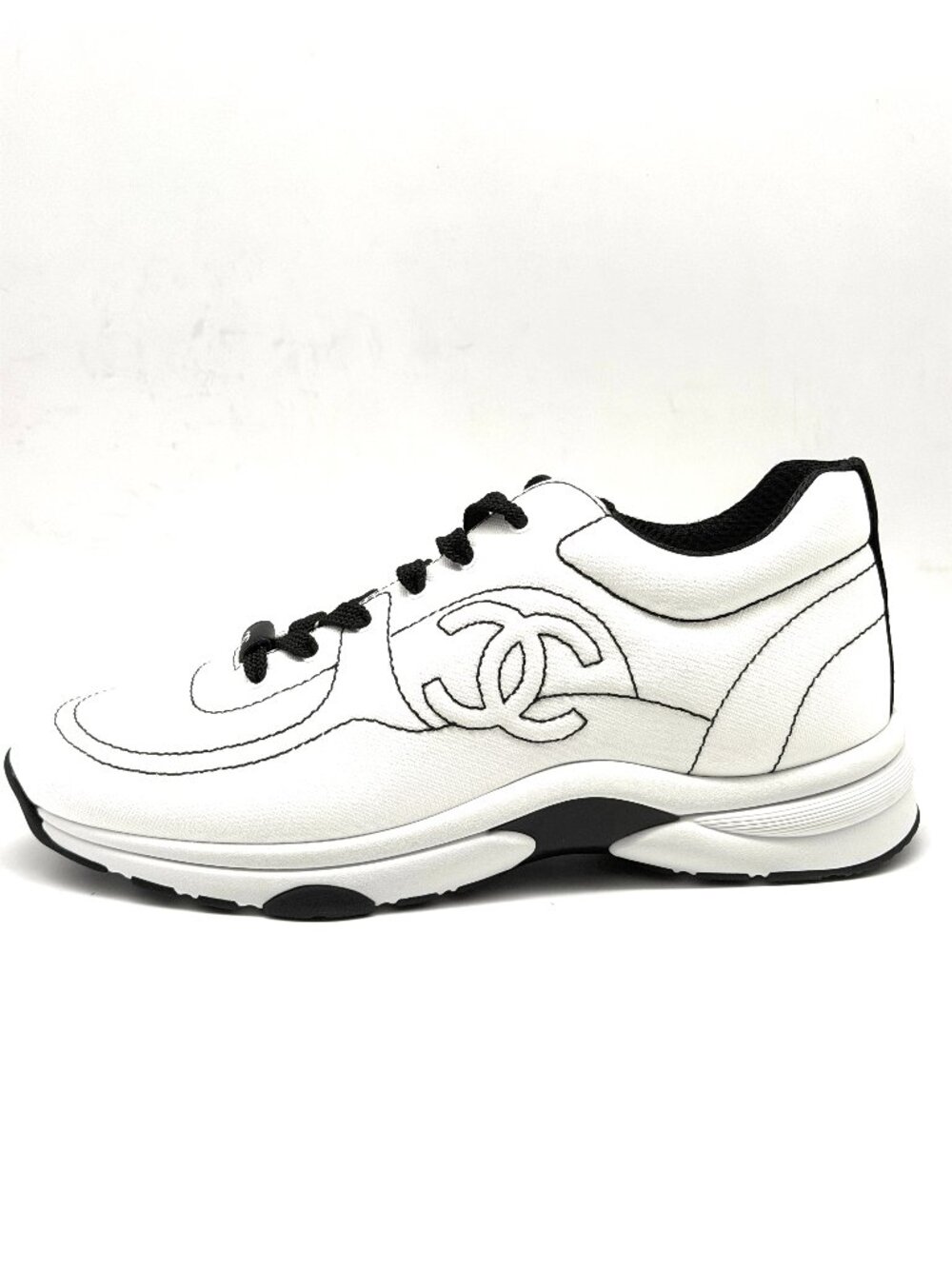 CHANEL 25C 2025 Cotton Interlocking CC Lace Up Sneakers Kicks Trainers